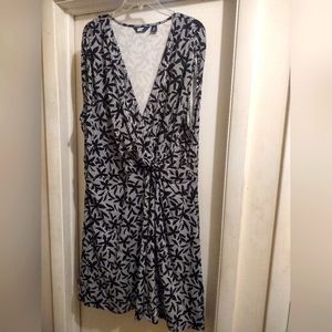 NWOT Lands' End Black and White Floral Sleeveless Dress 3X